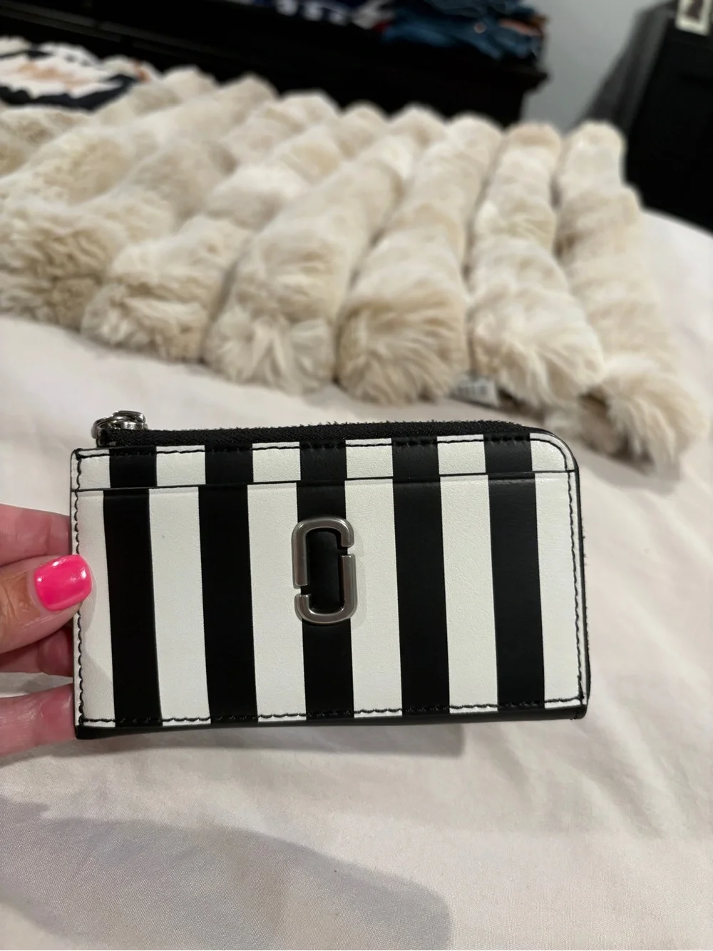 Marc Jacobs Black & White Striped Card Case Wallet